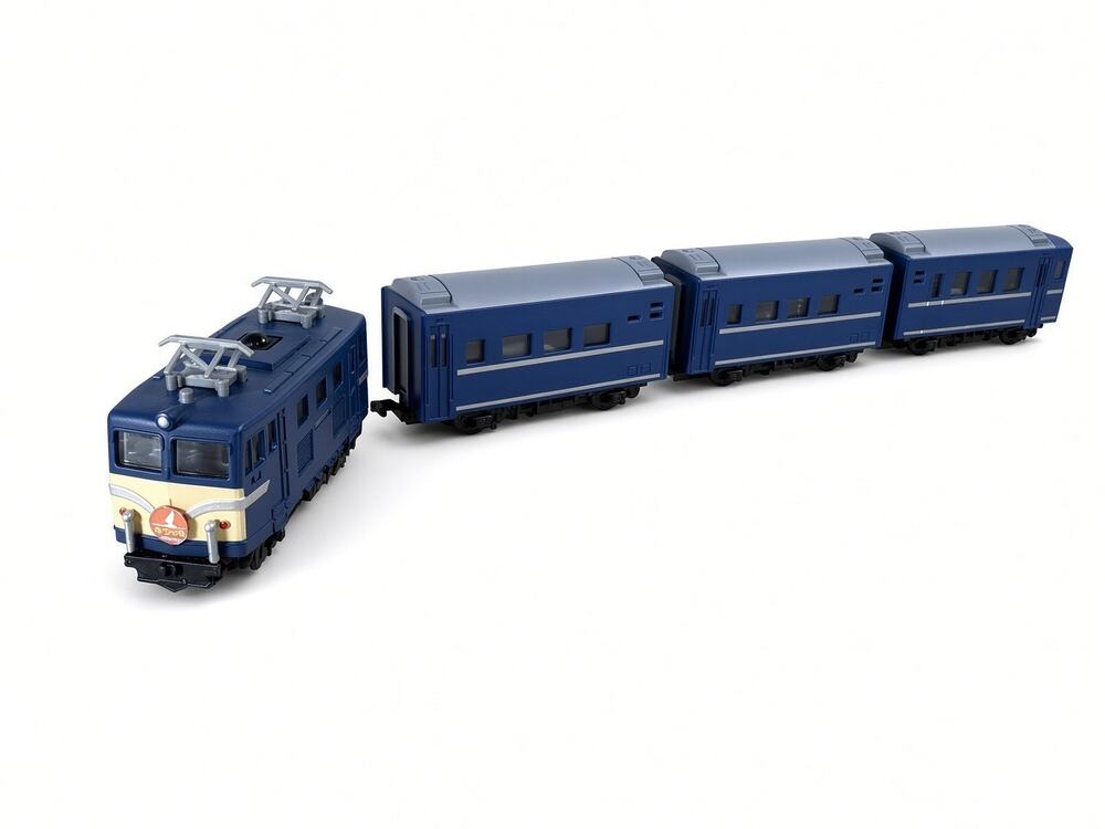 Konami Choro-Q Train Fuji Blue Sleeper Locomotive + 3 Cars Battery Powered